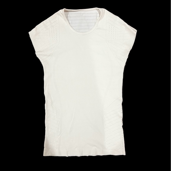 Lululemon white warp knit running top short sleeve size 4 - Picture 2 of 6